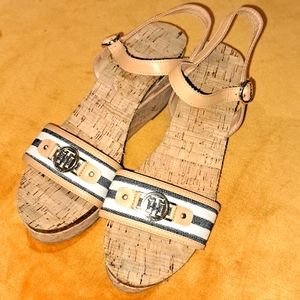 Tommy Hilfiger Women's Size 10 Wedge Heels Blue & White